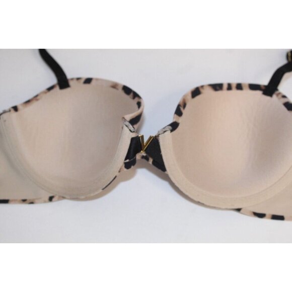 Victoria Secret Lined Demi 32 C Animal Print Preppy Y2K Wired Padded Push Up Bra - Picture 7 of 10